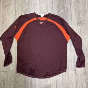 Virginia Tech Hokies LARGE Majestic Thermabase Maroon Long Sleeve Warm Up Shirt
